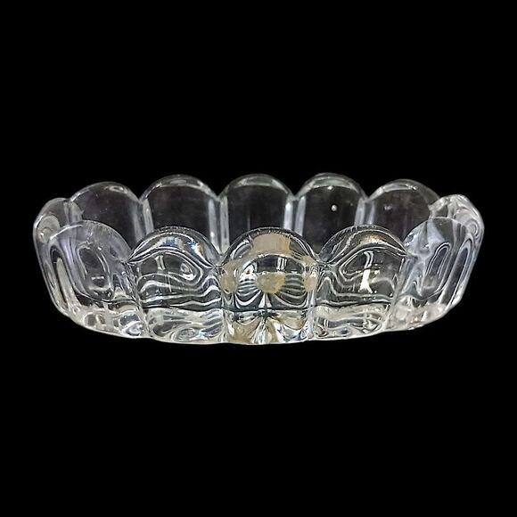 Open Glass Salt Cellar Oval Starburst Antique Clear Oblong Victorian Art Deco. - Picture 7 of 16